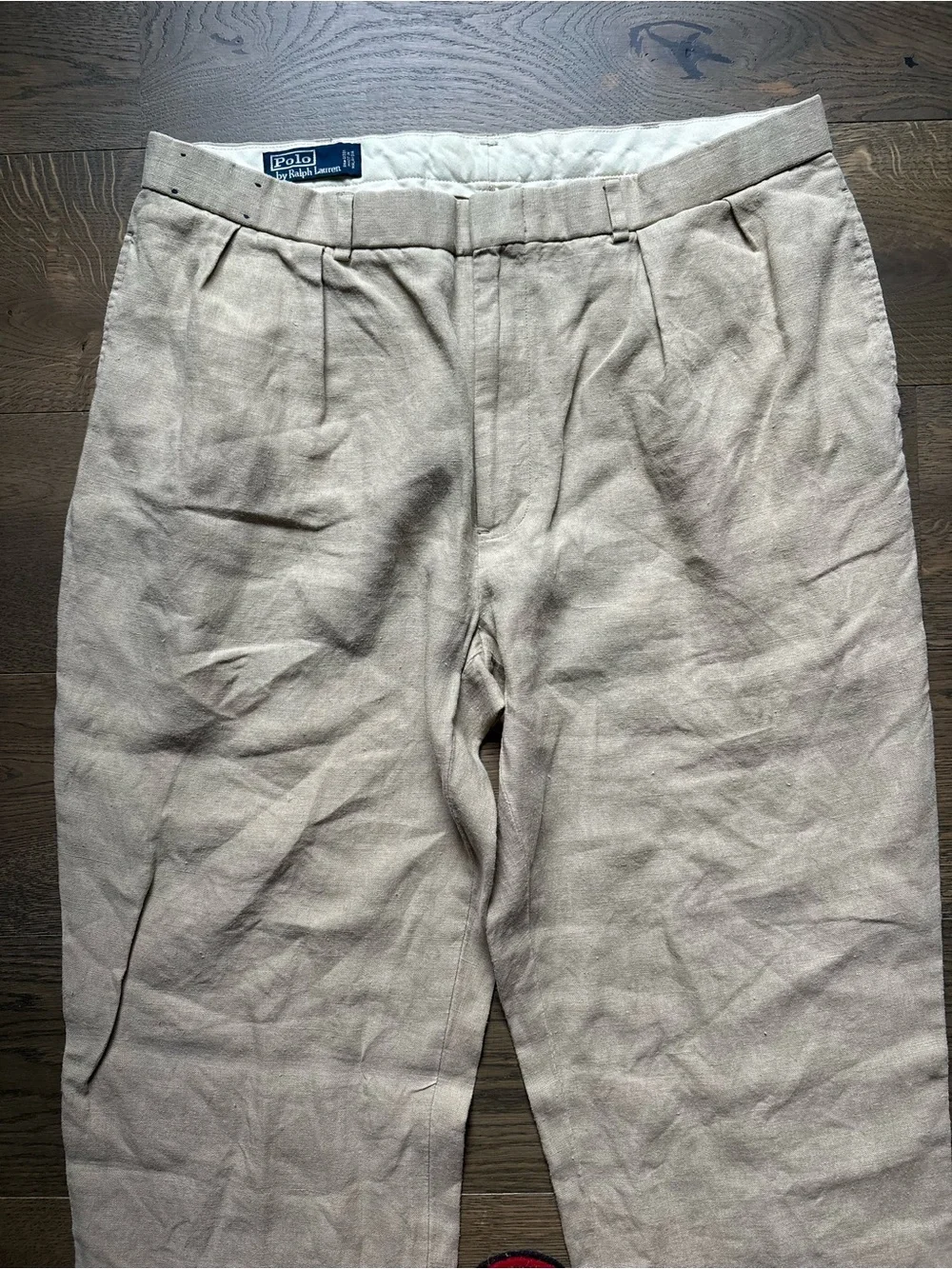 Polo By Ralph Lauren 100% Linen Pants Cuffed Pockets Old Money Tan Size 38x32